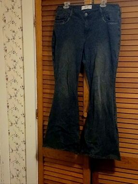 Hollister Faded Black Flare Jeans with Subtle Pocket Detailing